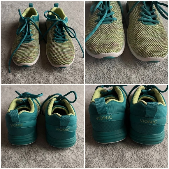 Vionic Adley Active Stretch Knit Lace-Up Comfort Sneaker Shoe Green Blue Sz 7 - Picture 4 of 17